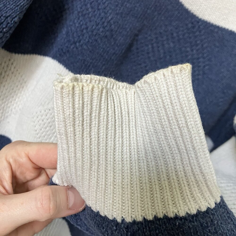 Vintage TT&Co Sport Sweater Womens M‎ Coastal Striped Grandpa Pullover - Picture 9 of 11